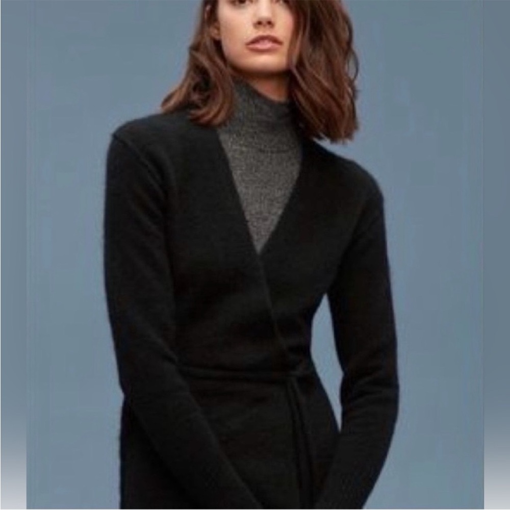 WILFRED FREE Gigi Black Wrap Sweater Cardigan Lrg